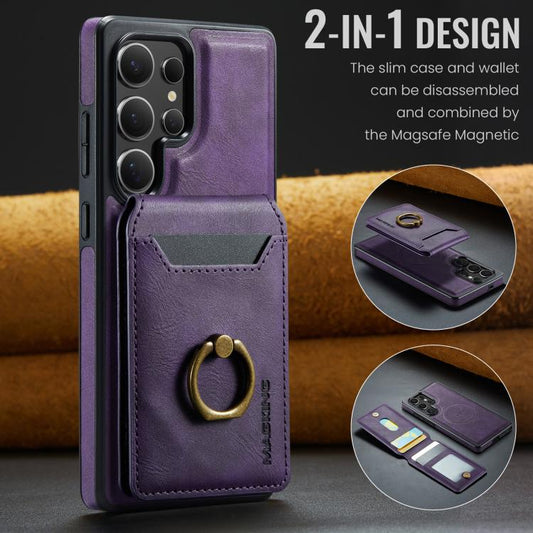 For Samsung Galaxy S25 Ultra 5G MAGKING K1 MagSafe Detachable Wallet RFID Back Cover Phone Case(Purple) - Galaxy S25 Ultra 5G Cases by MAGKING | Online Shopping UK | buy2fix