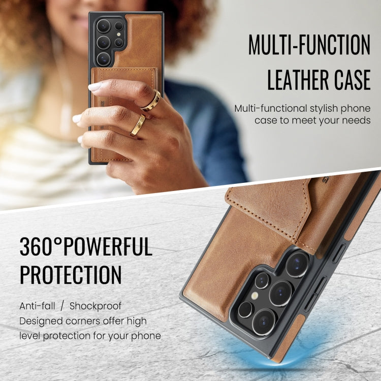 For Samsung Galaxy S23 Ultra 5G MAGKING K2 Series MagSafe RFID Card Bag Detachable Phone Case(Brown) by MAGKING