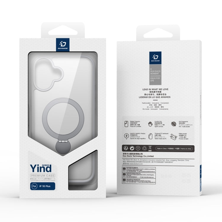 For iPhone 16 Plus DUX DUCIS Yind Series MagSafe TPU Hybrid PC Phone Case with Stand(Grey) by DUX DUCIS