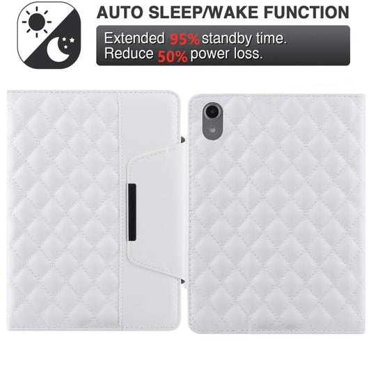 For iPad mini 6 / mini 2024 Diamond Pattern Hardware Buckle Smart Leather Tablet Case(Whtie) - iPad mini 2024 Cases by buy2fix | Online Shopping UK | buy2fix