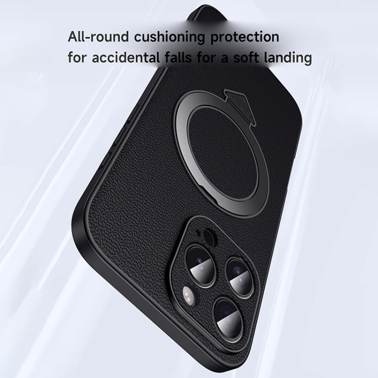 For iPhone 15 Pro SULADA Top Grain Leather MagSafe Magnetic Holder Phone Case(Black) - iPhone 15 Pro Cases by SULADA | Online Shopping UK | buy2fix
