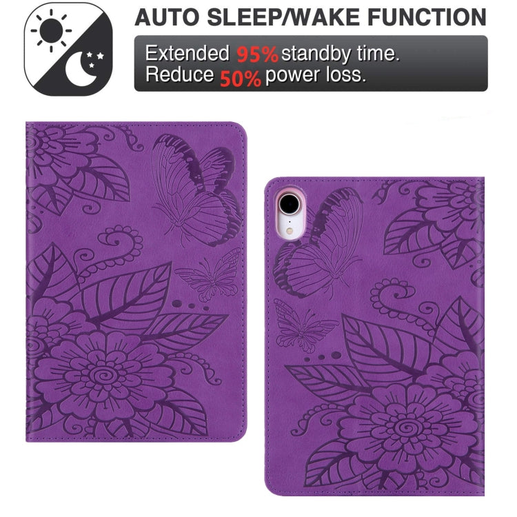 For iPad mini 6 / mini 2024 Butterfly Love Flower Embossed Leather Smart Tablet Case(Purple) - iPad mini 2024 Cases by buy2fix | Online Shopping UK | buy2fix