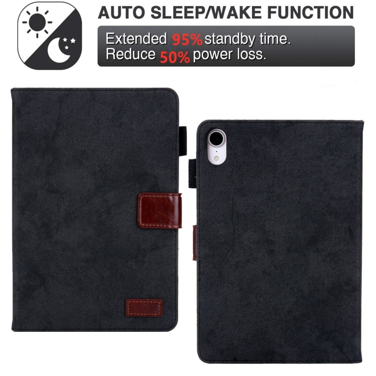For iPad mini 6 / mini 2024 Fabric Contrast Color Smart Leather Tablet Case(Black) - iPad mini 2024 Cases by buy2fix | Online Shopping UK | buy2fix