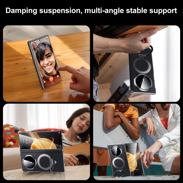 For Honor Magic V3 SULADA Top Grain Leather MagSafe Magnetic Holder Phone Case(Red) - Honor Cases by SULADA | Online Shopping UK | buy2fix