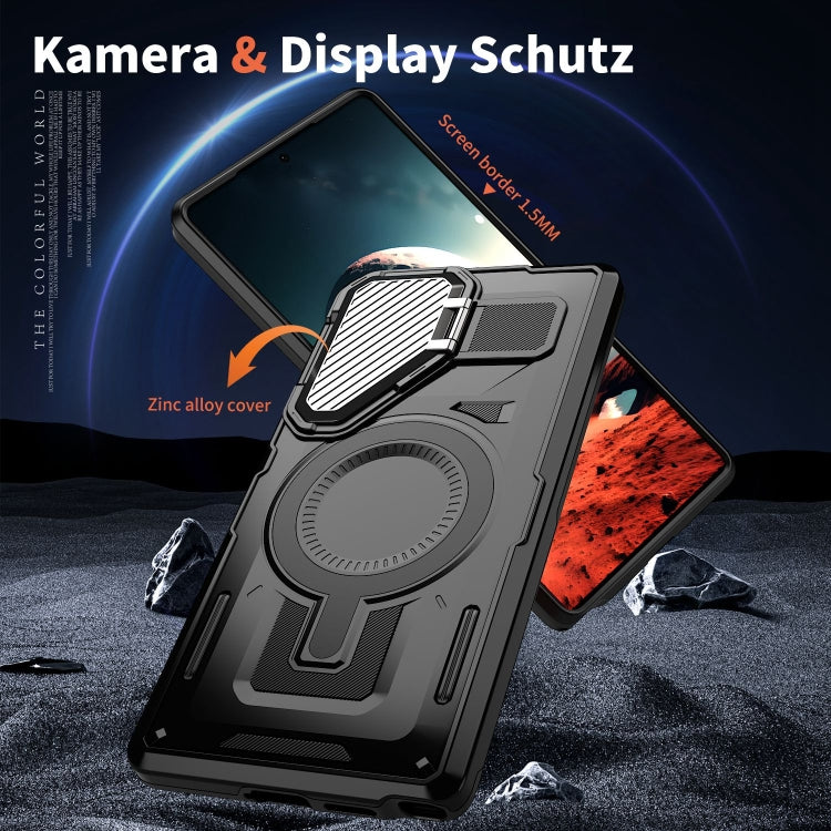 For Samsung Galaxy S25 Ultra 5G Shield Frame Holder MagSafe Phone Case(Black) by buy2fix