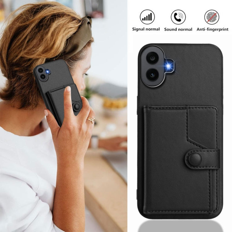 For Nothing CMF Phone 1 Button Card Bag RFID Anti-theft Phone Case(Black) - Nothing Cases by buy2fix | Online Shopping UK | buy2fix