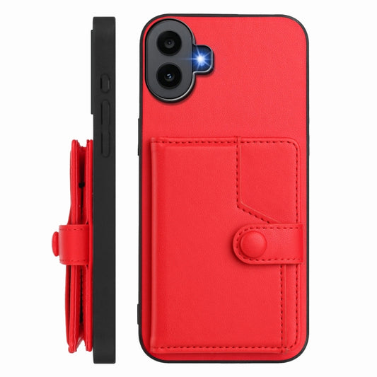 For Nothing CMF Phone 1 Button Card Bag RFID Anti-theft Phone Case(Red) - Nothing Cases by buy2fix | Online Shopping UK | buy2fix