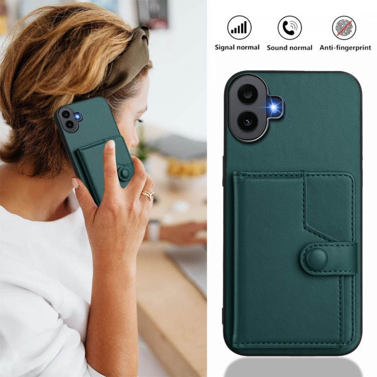 For Nothing CMF Phone 1 Button Card Bag RFID Anti-theft Phone Case(Green) - Nothing Cases by buy2fix | Online Shopping UK | buy2fix