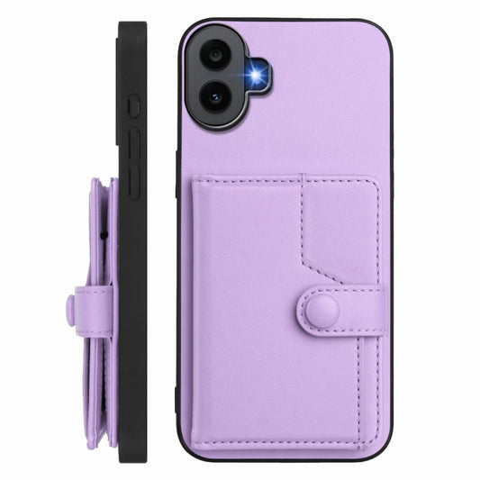For Nothing CMF Phone 1 Button Card Bag RFID Anti-theft Phone Case(Purple) - Nothing Cases by buy2fix | Online Shopping UK | buy2fix