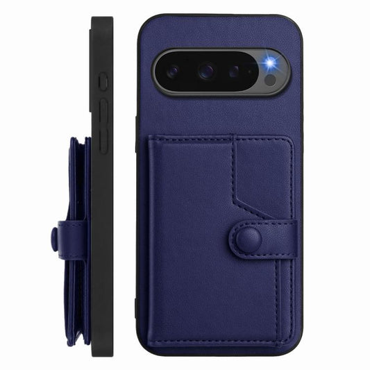 For Google Pixel 10 / 10 Pro Button Card Bag RFID Anti-theft Phone Case(Blue) - Google Cases by buy2fix | Online Shopping UK | buy2fix