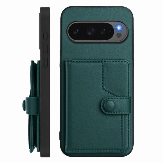For Google Pixel 10 / 10 Pro Button Card Bag RFID Anti-theft Phone Case(Green) - Google Cases by buy2fix | Online Shopping UK | buy2fix