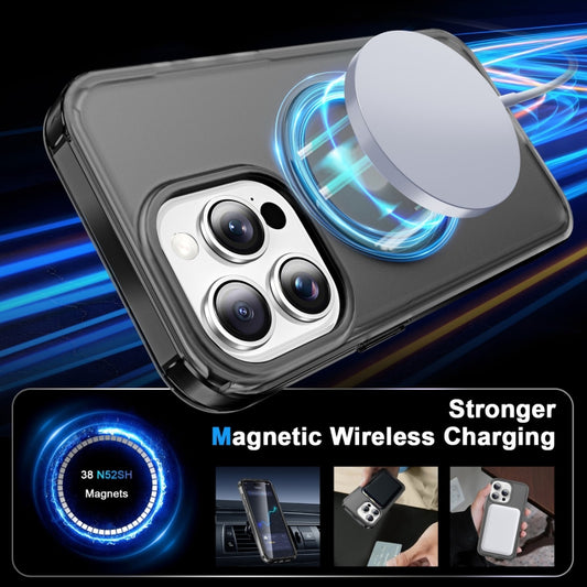 For iPhone 14 Pro Frosted Skin Feel MagSafe Holder 360 Full Body Phone Case(Black) - iPhone 14 Pro Cases by buy2fix | Online Shopping UK | buy2fix