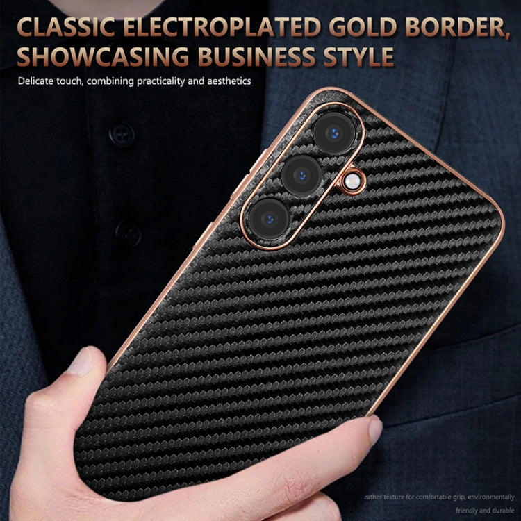 For Samsung Galaxy S25+ 5G AZNS Electroplated Edge Carbon Fiber Texture Phone Case(Green) by AZNS