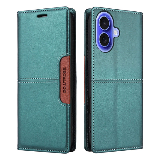For iPhone 16 GQUTROBE G01 RFID Anti-theft Leather Phone Case(Green) by GQUTROBE