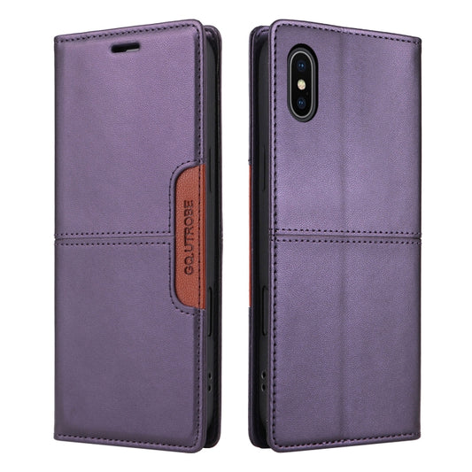 For iPhone XS / X GQUTROBE G01 RFID Anti-theft Leather Phone Case(Purple) - More iPhone Cases by GQUTROBE | Online Shopping UK | buy2fix