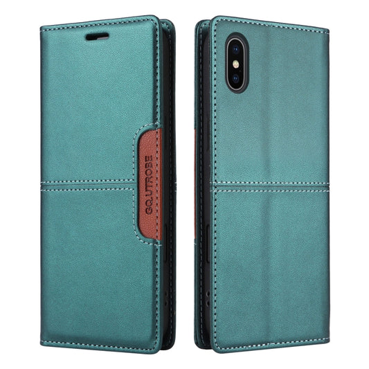 For iPhone XS / X GQUTROBE G01 RFID Anti-theft Leather Phone Case(Green) - More iPhone Cases by GQUTROBE | Online Shopping UK | buy2fix