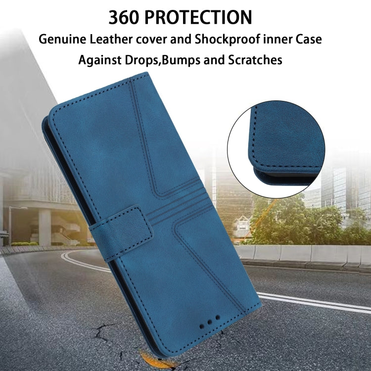 For Samsung Galaxy S25+5G Triangle Solid Color Leather Phone Case(Blue) by buy2fix