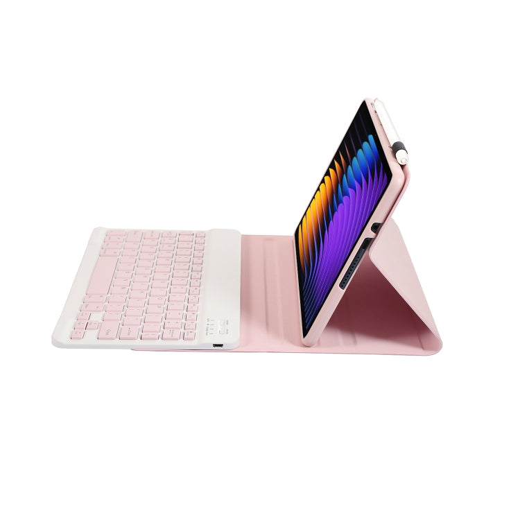 For Xiaomi Pad 7 / 7 Pro 11.2 inch A0N13 Ultra-thin Detachable Bluetooth Keyboard Leather Tablet Case(Pink White) by buy2fix