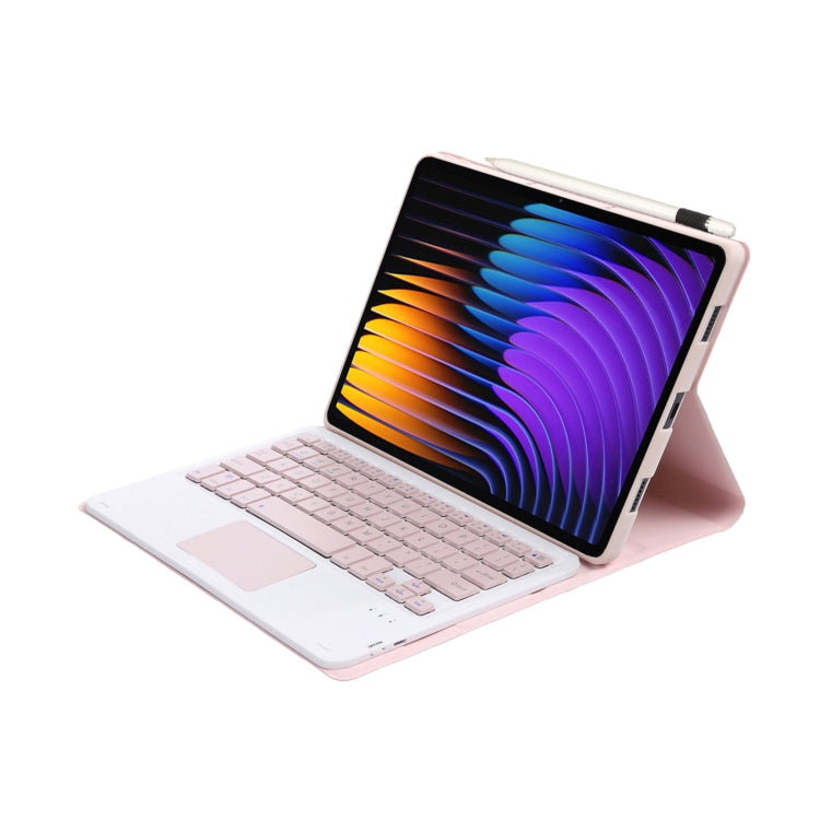 For Xiaomi Pad 7 / 7 Pro 11.2 inch A0N13-A Ultra-thin Detachable Bluetooth Keyboard Leather Tablet Case with Touchpad(Pink White) by buy2fix