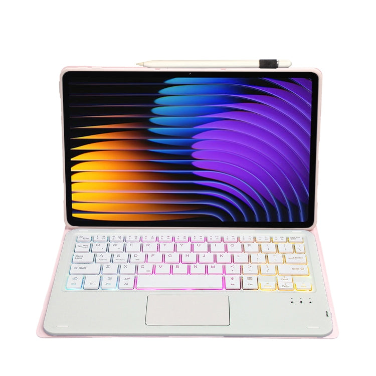 For Xiaomi Pad 7 / 7 Pro 11.2 inch A0N13-AS Ultra-thin Detachable Backlight Bluetooth Keyboard Leather Tablet Case with Touchpad(Pink White) by buy2fix