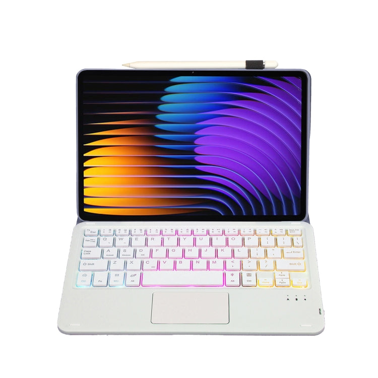 For Xiaomi Pad 7 / 7 Pro 11.2 inch A0N13-AS Ultra-thin Detachable Backlight Bluetooth Keyboard Leather Tablet Case with Touchpad(Lavender White) by buy2fix