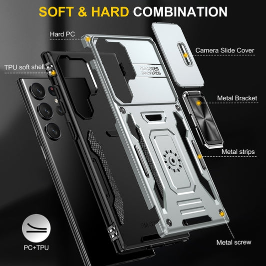 For Samsung Galaxy S25 Ultra 5G Armor PC Hybrid TPU Camera Shield Phone Case(Grey) by buy2fix