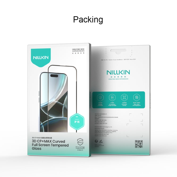 For iPhone 16 NILLKIN 3D CP+MAX Anti-Explosion Full Coverage Tempered Glass Film by NILLKIN