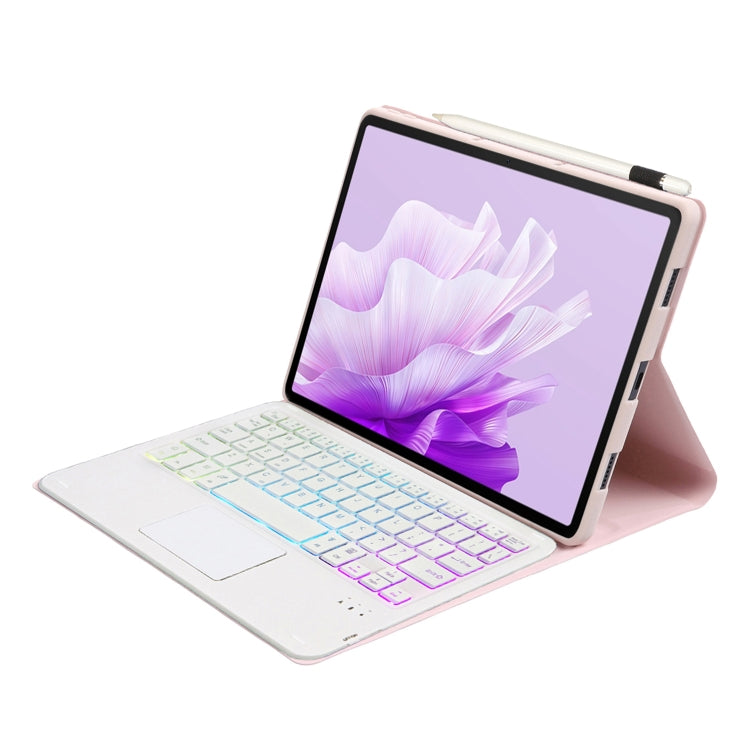 For Huawei MatePad 11.5 S 2024 AH20-AS Ultra-thin Detachable Backlight Bluetooth Keyboard Leather Tablet Case with Touchpad(Pink White) by buy2fix
