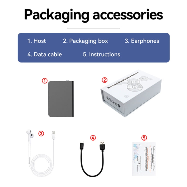 Q61A Ultra-thin HD Noise Reduction Voice Recording Pen Support APP Control, Memory:64GB(Black) by buy2fix