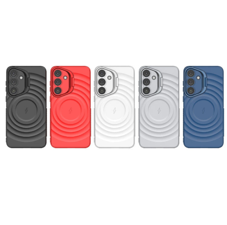 For Samsung Galaxy S25+ 5G Lens Frame Bracket Corrugated MagSafe Phone Case(Black) by buy2fix