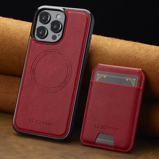 For iPhone 16 Pro Max LC.IMEEKE L3 Series Detachable RFID Card Bag Magsafe Phone Case(Red) by LC.IMEEKE