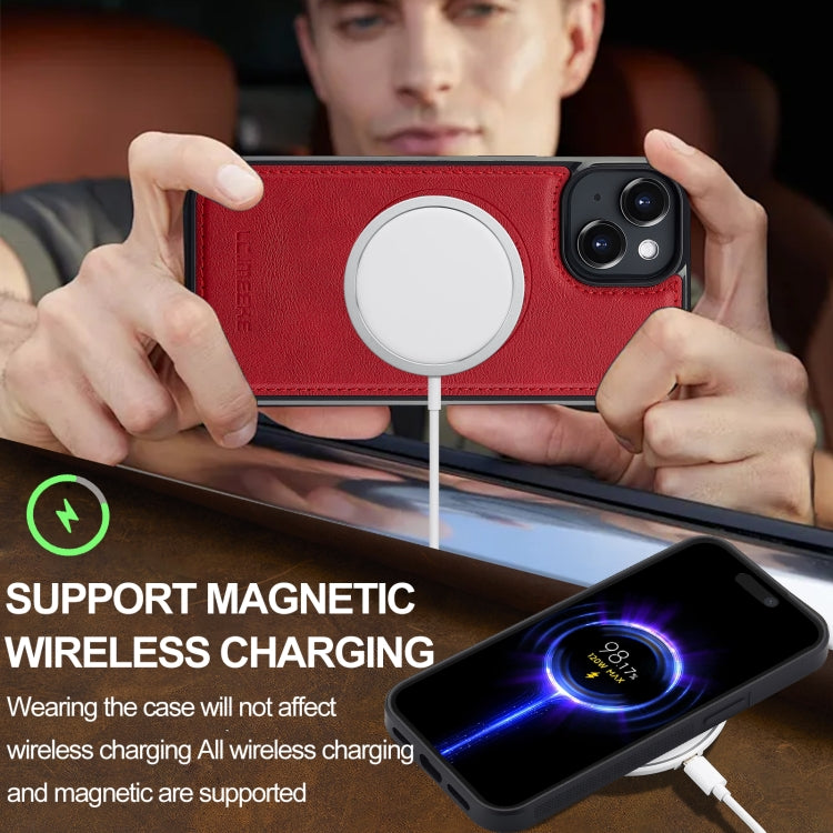 For iPhone 14 / 13 LC.IMEEKE L3 Series Detachable RFID Card Bag Magsafe Phone Case(Red) - iPhone 14 Cases by LC.IMEEKE | Online Shopping UK | buy2fix