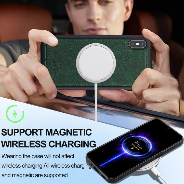 For iPhone XS / X LC.IMEEKE L3 Series Detachable RFID Card Bag Magsafe Phone Case(Green) - More iPhone Cases by LC.IMEEKE | Online Shopping UK | buy2fix