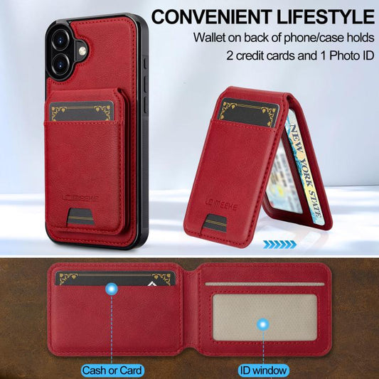 For iPhone 17 LC.IMEEKE L3 Series Detachable RFID Card Bag Magsafe Phone Case(Red) - iPhone 17 Cases by LC.IMEEKE | Online Shopping UK | buy2fix