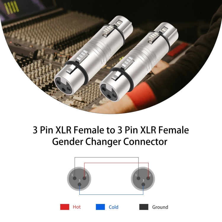 LZ1111 3Pin XLR Female to Female Adapter(Silver) by buy2fix