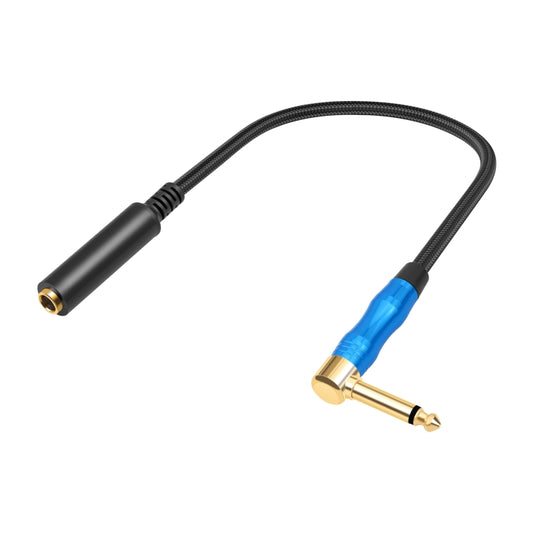 6.35mm 1/4 TRS Male Mono Elbow to Female Electric Guitar Audio Cable, Length:0.3m(Black Blue) by buy2fix