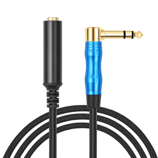 6.35mm 1/4 TRS Male Stereo Elbow to Female Electric Guitar Audio Cable, Length:1m(Black Blue) by buy2fix