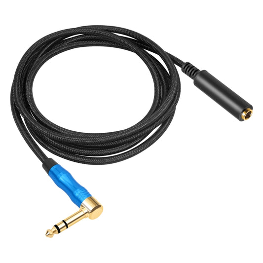 6.35mm 1/4 TRS Male Stereo Elbow to Female Electric Guitar Audio Cable, Length:1.8m(Black Blue) by buy2fix