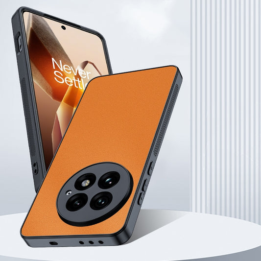 For OnePlus 13 Ultra-thin Plain Skin Leather Phone Case(Orange) by buy2fix
