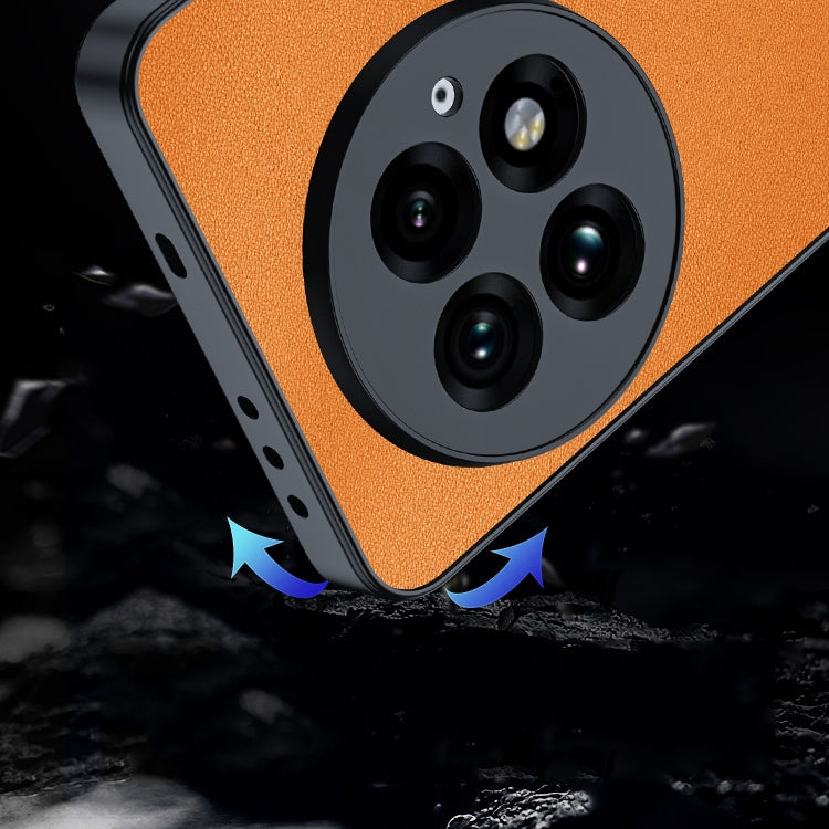 For OnePlus 13 Ultra-thin Plain Skin Leather Phone Case(Orange) by buy2fix