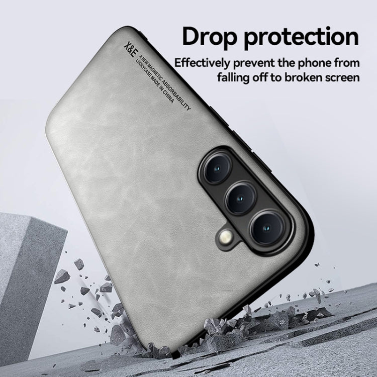 For Samsung Galaxy S25 Ultra 5G Skin Feel Magnetic Leather Back Phone Case(Light Grey) by buy2fix