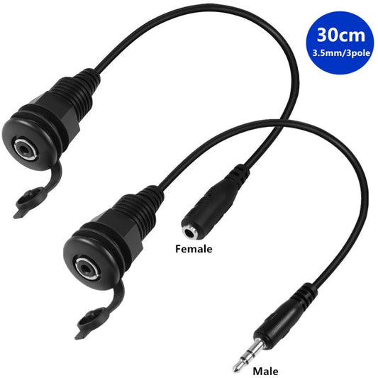 3.5mmTRS Stereo Thread Fixed Embedded Ground Plug Panel Audio Cable, Length: 0.3m(Female to Female) - Video & Audio Cable by buy2fix | Online Shopping UK | buy2fix