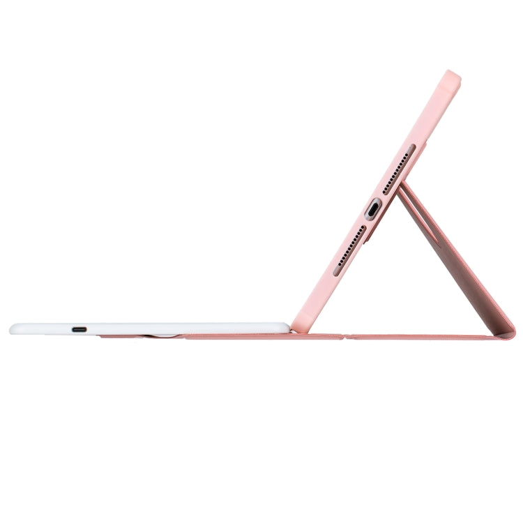 For iPad Pro 11 2024 YL13-A 360 Rotation Acrylic Transparent Round Keycap Bluetooth Keyboard Leather Case With Touch Control(Pink) - For iPad Pro by buy2fix | Online Shopping UK | buy2fix