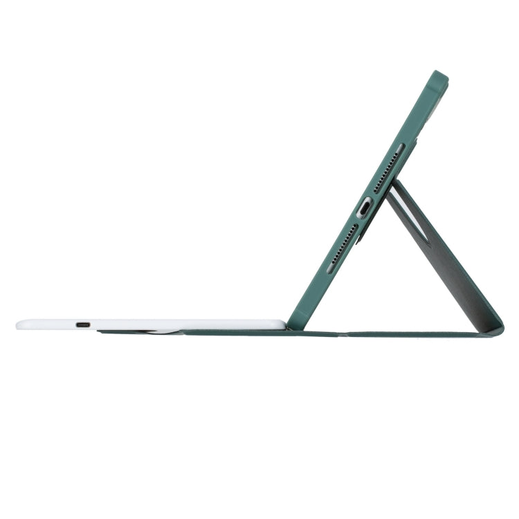 For iPad Pro 11 2024 YL13-A 360 Rotation Acrylic Transparent Round Keycap Bluetooth Keyboard Leather Case With Touch Control(Green) - For iPad Pro by buy2fix | Online Shopping UK | buy2fix
