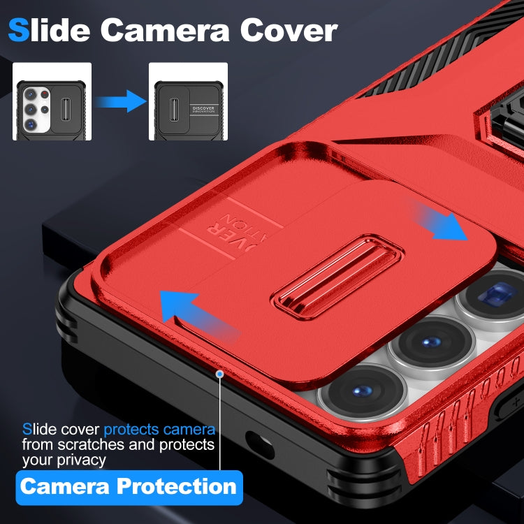 For Samsung Galaxy S25 Ultra 5G Sliding Camshield Holder Phone Case(Red) by buy2fix