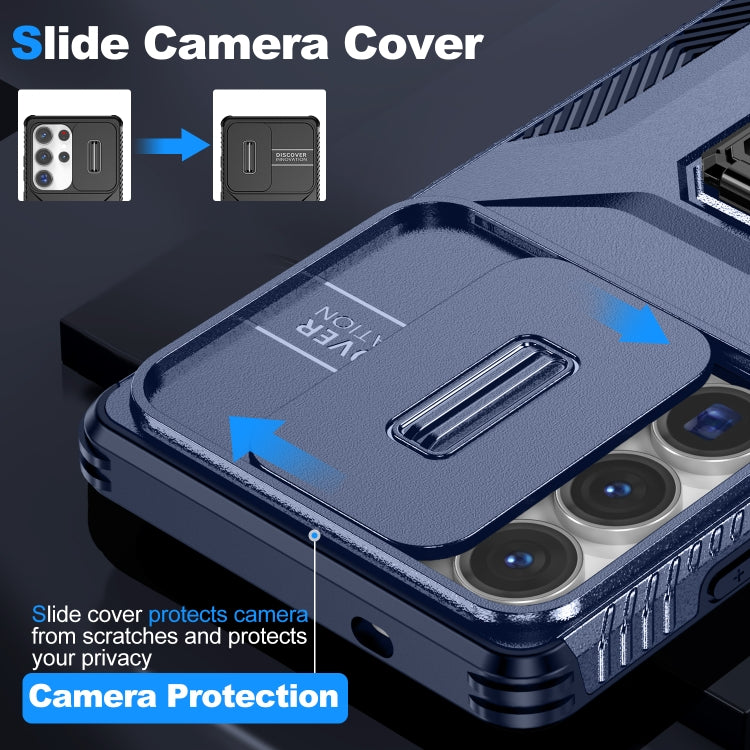 For Samsung Galaxy S25 Ultra 5G Sliding Camshield Holder Phone Case(Blue) by buy2fix