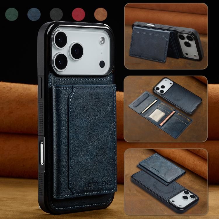 For iPhone 17 Pro LC.IMEEKE L5 Series Detachable RFID Card Bag Magsafe Phone Case(Blue) - iPhone 17 Pro Cases by LC.IMEEKE | Online Shopping UK | buy2fix