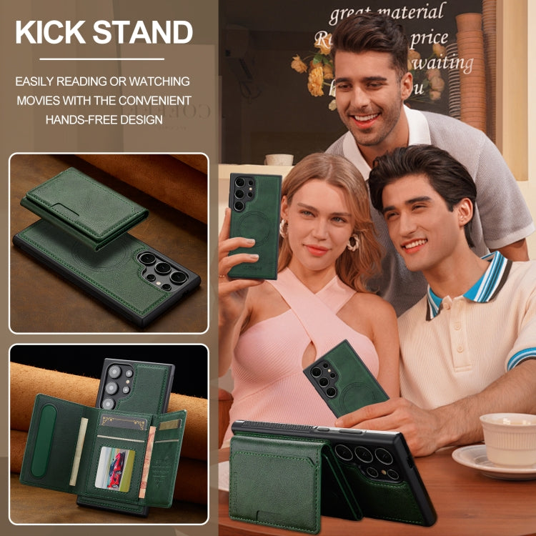 For Samsung Galaxy S24 Ultra 5G LC.IMEEKE L5 Series Detachable RFID Card Bag Magsafe Phone Case(Green) - Galaxy S24 Ultra 5G Cases by LC.IMEEKE | Online Shopping UK | buy2fix