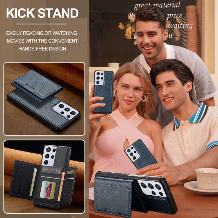 For Samsung Galaxy S21 Ultra 5G LC.IMEEKE L5 Series Detachable RFID Card Bag Magsafe Phone Case(Blue) - Galaxy S21 Ultra 5G Cases by LC.IMEEKE | Online Shopping UK | buy2fix