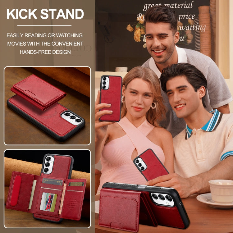For Samsung Galaxy A34 5G LC.IMEEKE L5 Series Detachable RFID Card Bag Magsafe Phone Case(Red) - Galaxy Phone Cases by LC.IMEEKE | Online Shopping UK | buy2fix
